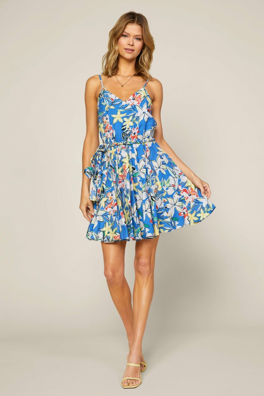 Clothing Skies Are Blue | Skies Are Blue Floral Print Mini Dress New In Clothing Blue White Floral