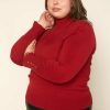 Plus Size Skies Are Blue | Skies Are Blue Plus Size Turtleneck Button Sleeve Top Rust