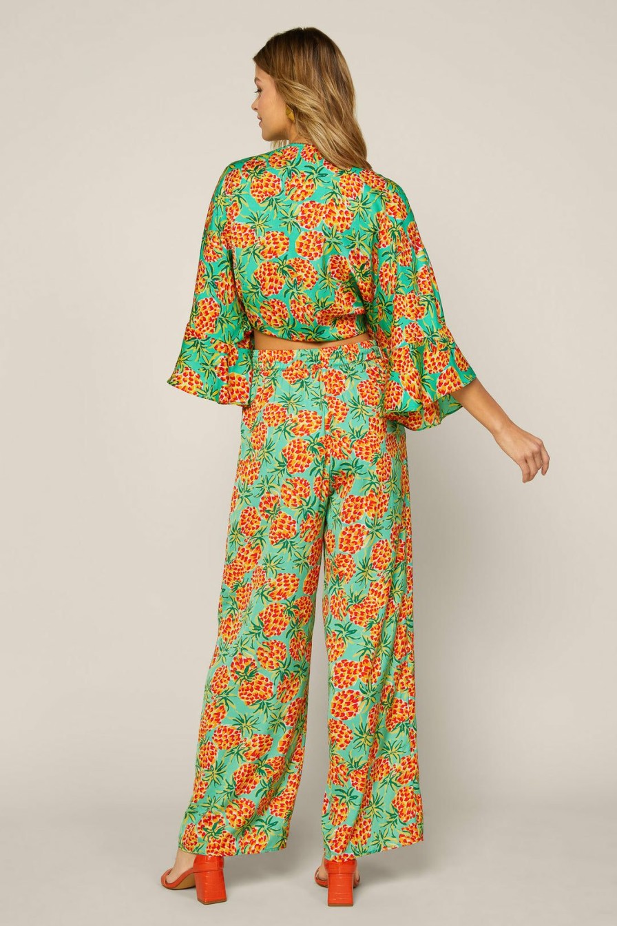 Clothing Skies Are Blue | Skies Are Blue Tropical Palazzo Pants Green Orange