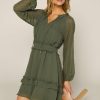 Clothing Skies Are Blue | Skies Are Blue Textured Dot Mini Dress Clothing Olive