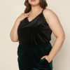 Plus Size Skies Are Blue | Skies Are Blue Plus Size Lace Trim Velvet Cami Clothing Black