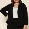 Plus Size Skies Are Blue | Skies Are Blue Clothing Plus Size Welt Pocket Blazer Black