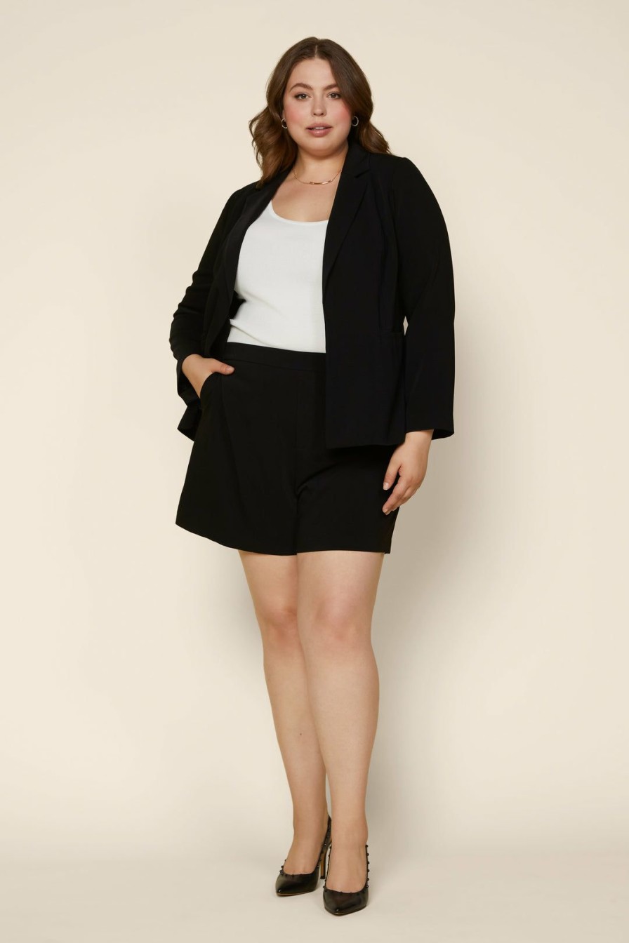 Plus Size Skies Are Blue | Skies Are Blue Clothing Plus Size Welt Pocket Blazer Black