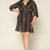 Plus Size Skies Are Blue | Skies Are Blue Plus Size Striped Sequin Dress Clothing Navy/Pink