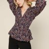 Clothing Skies Are Blue | Skies Are Blue Ditsy Floral Wrap Top Clothing Navy-Rust Floral