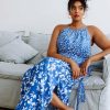 Plus Size Skies Are Blue | Skies Are Blue Clothing Plus Size Ashley Floral Maxi Dress Ocean Blue