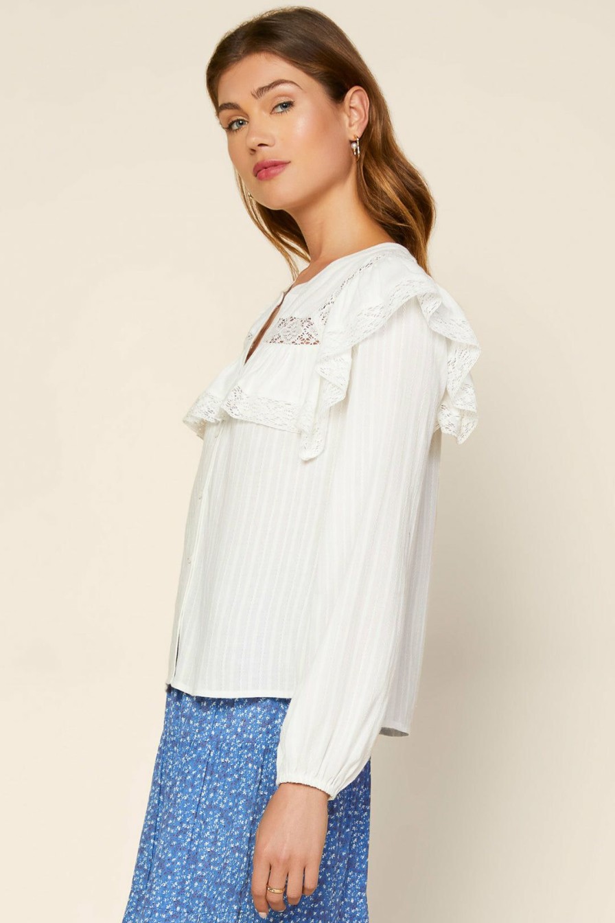 Clothing Skies Are Blue | Skies Are Blue Tops Lace Ruffled Blouse Fence White