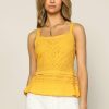 Clothing Skies Are Blue | Skies Are Blue Sleeveless Eyelet Top Mellow Yellow