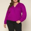 Plus Size Skies Are Blue | Skies Are Blue Plus Size Pointelle Wrap Sweater Violet