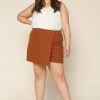 Clothing Skies Are Blue | Skies Are Blue Plus Size Front Wrap Skort Clothing Camel