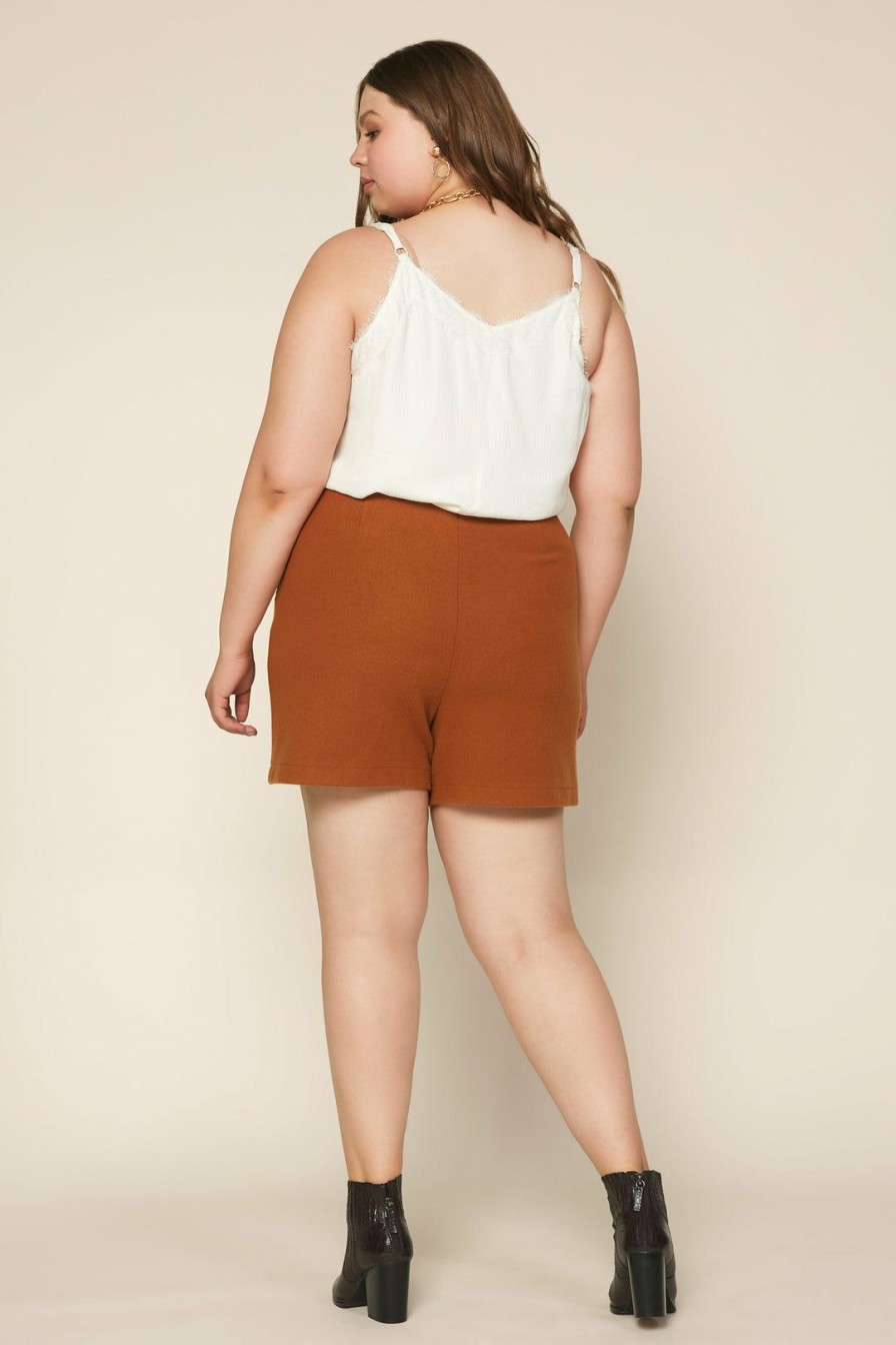 Clothing Skies Are Blue | Skies Are Blue Plus Size Front Wrap Skort Clothing Camel