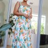 Plus Size Skies Are Blue | Skies Are Blue Clothing Plus Size Elliot Botanical Maxi Dress Tropical Green