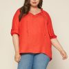 Plus Size Skies Are Blue | Skies Are Blue Plus Size Jacquard Pleated Blouse Clothing Coral