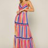 Clothing Skies Are Blue | Skies Are Blue New In Clothing Multi Stripe Maxi Dress Blue Pink Orange