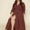 Plus Size Skies Are Blue | Skies Are Blue Plus Size Floral Smocked Maxi Dress Burgundy