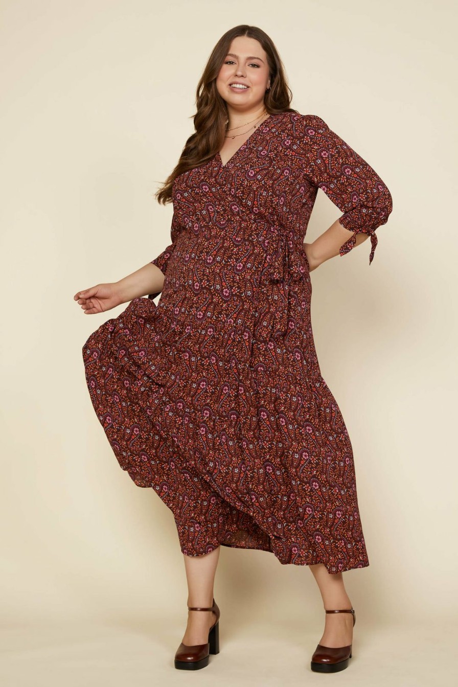 Plus Size Skies Are Blue | Skies Are Blue Plus Size Floral Smocked Maxi Dress Burgundy