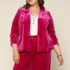 Plus Size Skies Are Blue | Skies Are Blue Plus Size Ruched Velvet Blazer Magenta