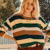 Clothing Skies Are Blue | Skies Are Blue Rosie Multi Striped Sweater Lime-Green