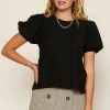 Clothing Skies Are Blue | Skies Are Blue Clothing Puffed Sleeve Knit Top Black