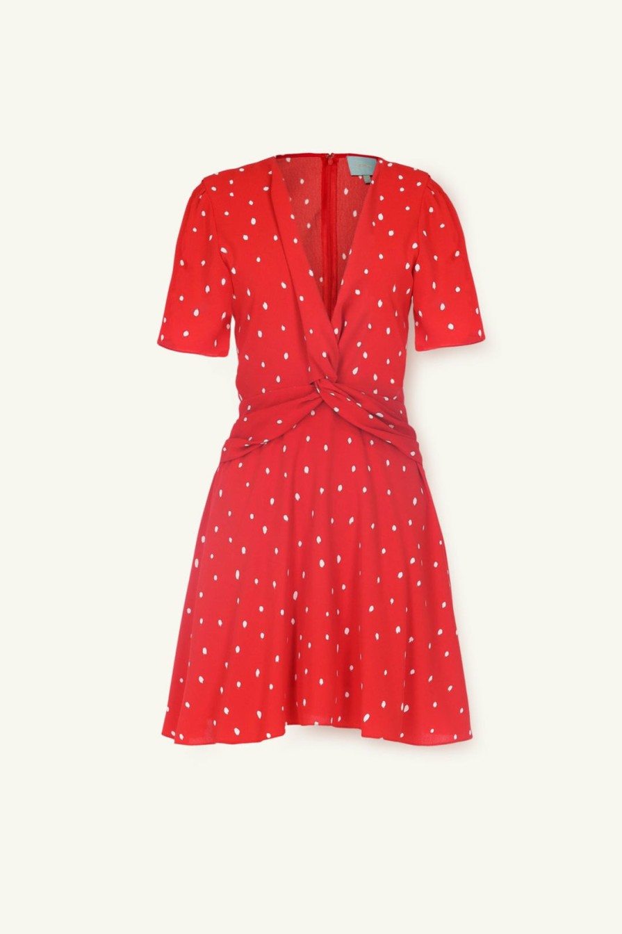 Clothing Skies Are Blue | Skies Are Blue Front Twist Dot Dress Red