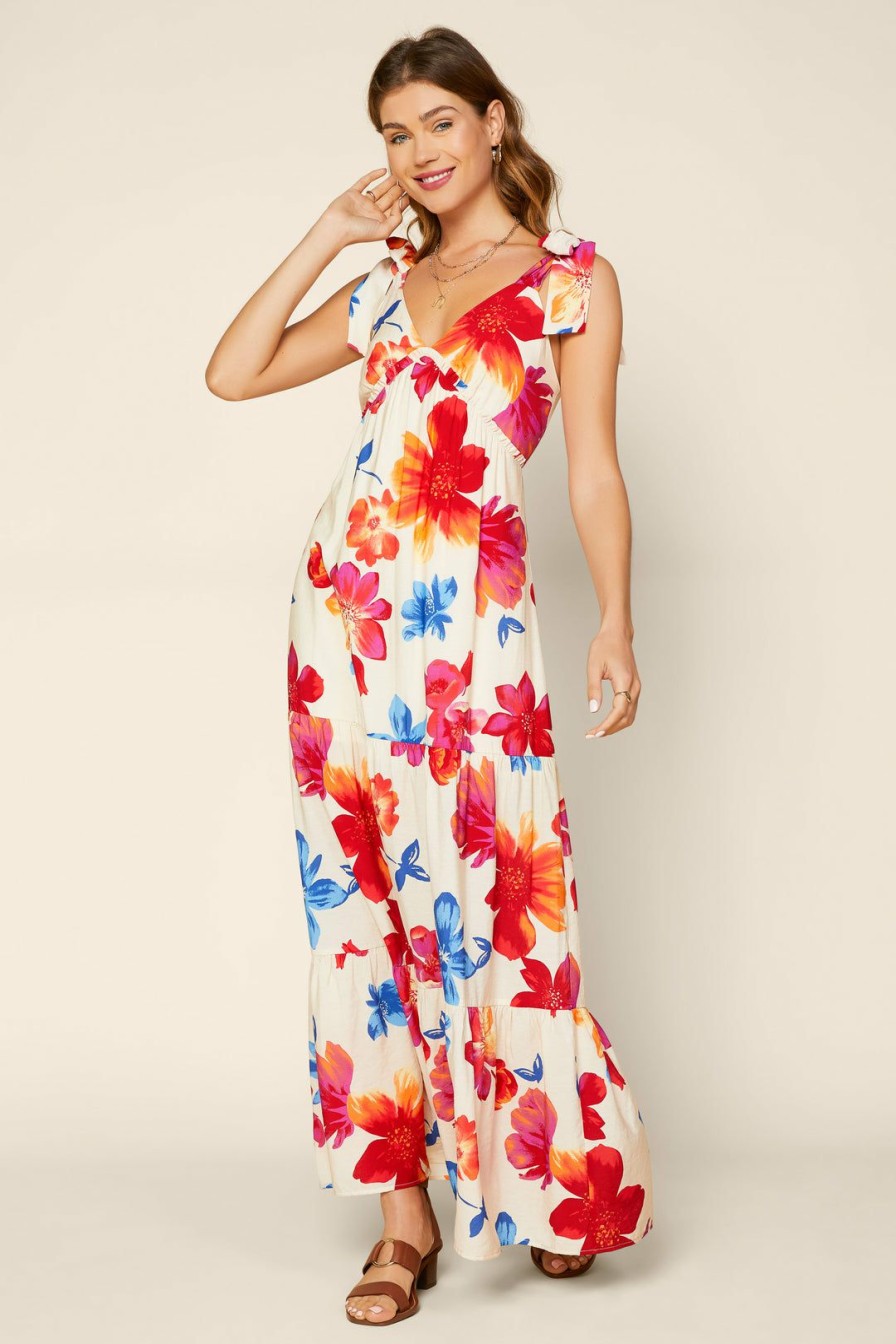 Clothing Skies Are Blue | Skies Are Blue Clothing Flora Maxi Dress Cream Red Floral