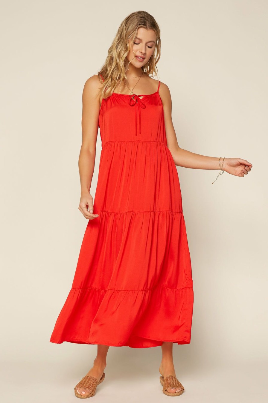 Clothing Skies Are Blue | Skies Are Blue Sasha Tiered Maxi Dress Clothing Orange Red