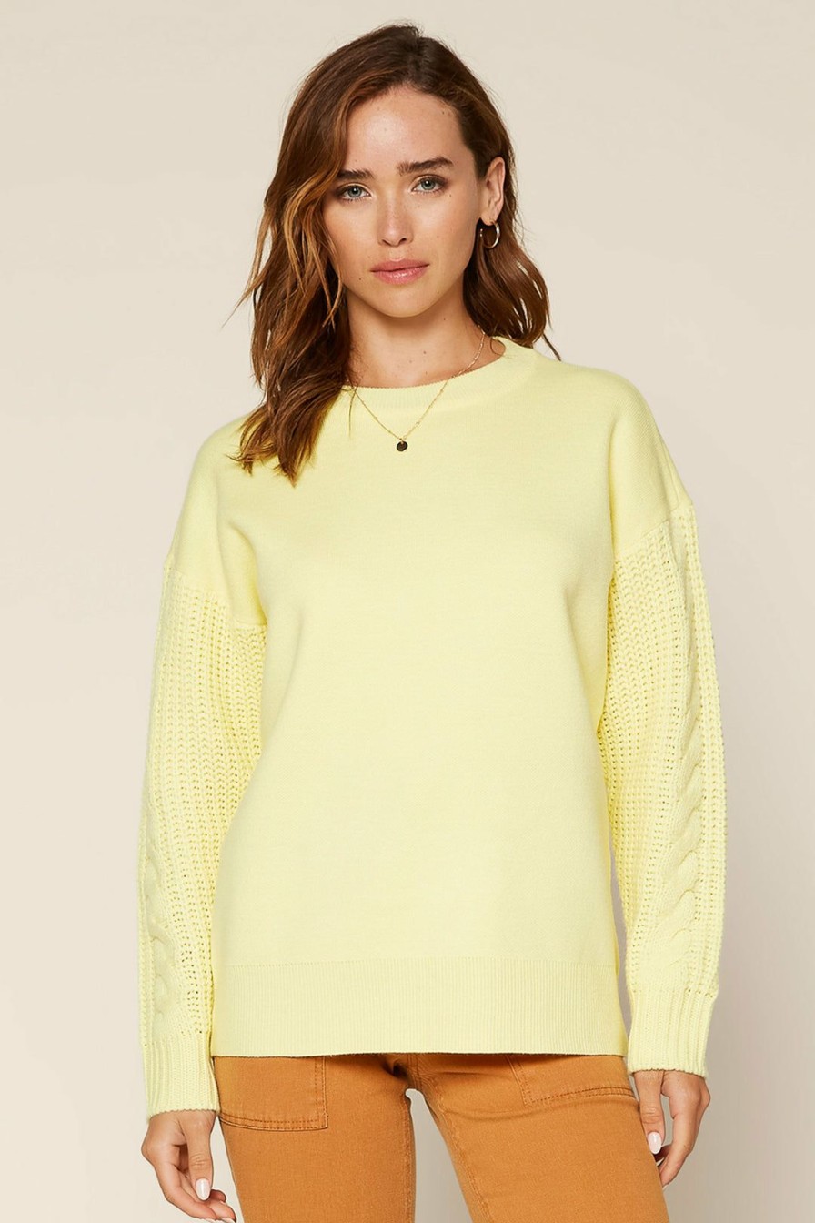 Clothing Skies Are Blue | Skies Are Blue Cable Knit Sleeve Sweater Clothing Lime