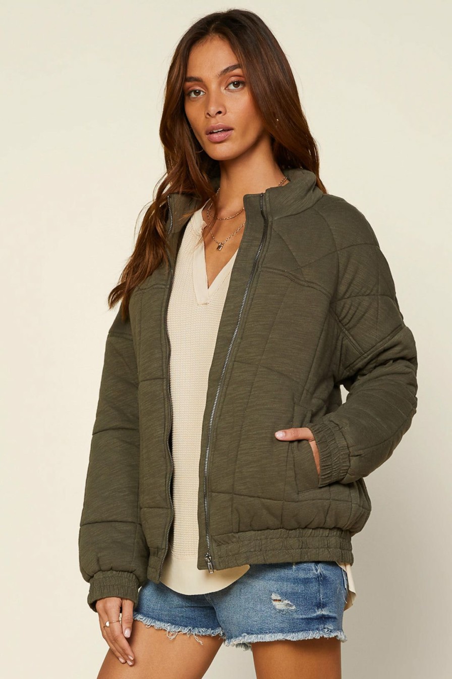 Clothing Skies Are Blue | Skies Are Blue Chiara Quilted Puffer Jacket Olive