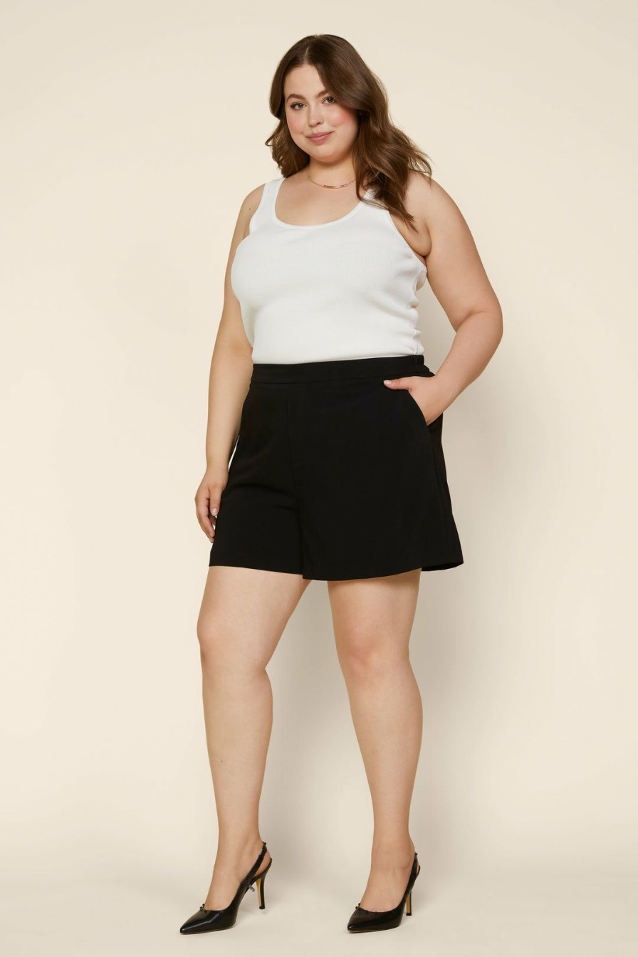 Plus Size Skies Are Blue | Skies Are Blue Plus Size Structured High Waisted Shorts Clothing Black