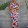 Clothing Skies Are Blue | Skies Are Blue Plus Size Floral Wide Leg Jumpsuit Navy-Red Floral