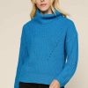 Clothing Skies Are Blue | Skies Are Blue Cozy Knit Turtleneck Sweater Aqua Teal