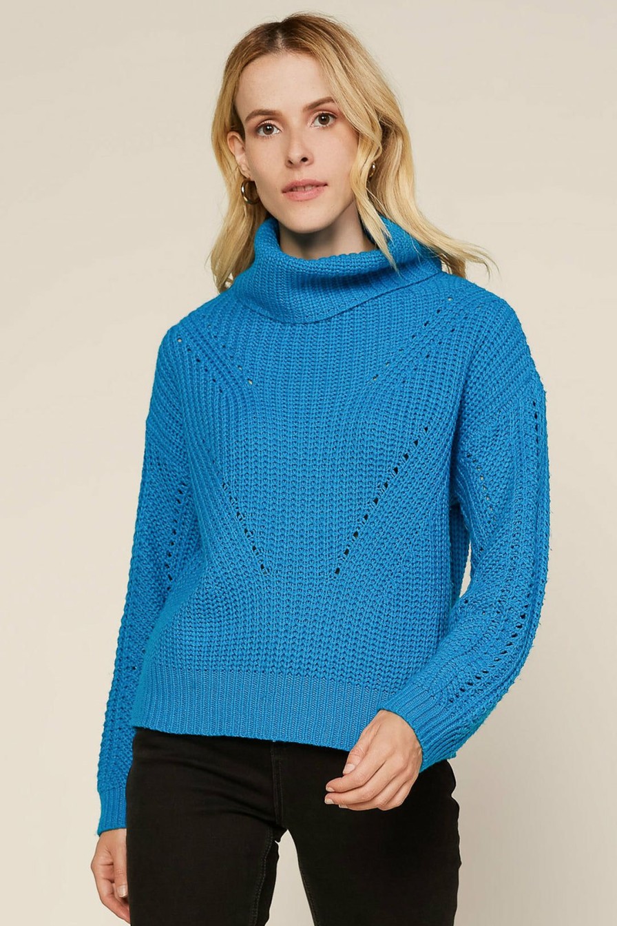 Clothing Skies Are Blue | Skies Are Blue Cozy Knit Turtleneck Sweater Aqua Teal