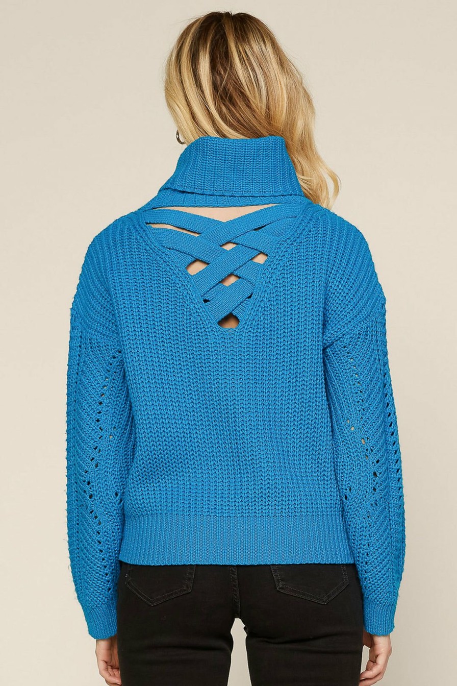 Clothing Skies Are Blue | Skies Are Blue Cozy Knit Turtleneck Sweater Aqua Teal