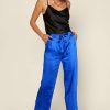 Clothing Skies Are Blue | Skies Are Blue Wide Leg Satin Pants Clothing Cobalt