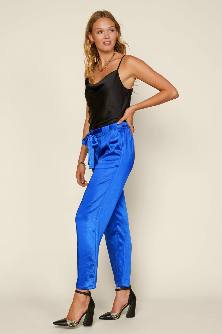 Clothing Skies Are Blue | Skies Are Blue Wide Leg Satin Pants Clothing Cobalt