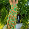 Clothing Skies Are Blue | Skies Are Blue New In Clothing Tropical Print Maxi Dress Green Orange