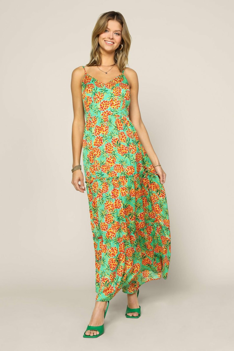 Clothing Skies Are Blue | Skies Are Blue New In Clothing Tropical Print Maxi Dress Green Orange