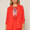 Clothing Skies Are Blue | Skies Are Blue New In Clothing Recycled Shirred Sleeve Blazer Bright Coral