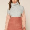 Clothing Skies Are Blue | Skies Are Blue Colorblock Turtleneck Sweater Clothing Grey-Blush