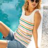 Clothing Skies Are Blue | Skies Are Blue New In Clothing Striped Sweater Tank Top White Green