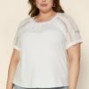 Clothing Skies Are Blue | Skies Are Blue Plus Size Lace Detail Knit Top White