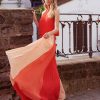 Clothing Skies Are Blue | Skies Are Blue Halter Pleated Maxi Dress New In Clothing Peach-Orange