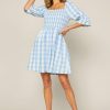 Clothing Skies Are Blue | Skies Are Blue Gingham Smocked Dress Light Blue