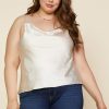 Clothing Skies Are Blue | Skies Are Blue Plus Size Cowl Neck Cami Clothing Ecru