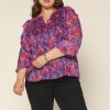 Plus Size Skies Are Blue | Skies Are Blue Clothing Plus Size Multicolor Smocked Woven Top Cobalt-Hot Pink