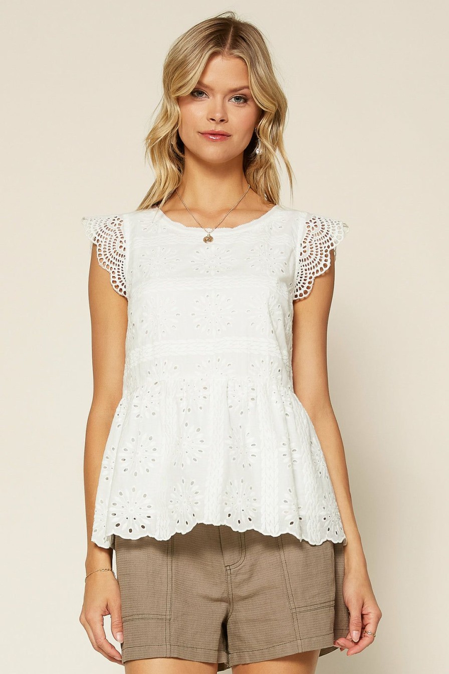 Clothing Skies Are Blue | Skies Are Blue Clothing Linda Eyelet Lace Top White