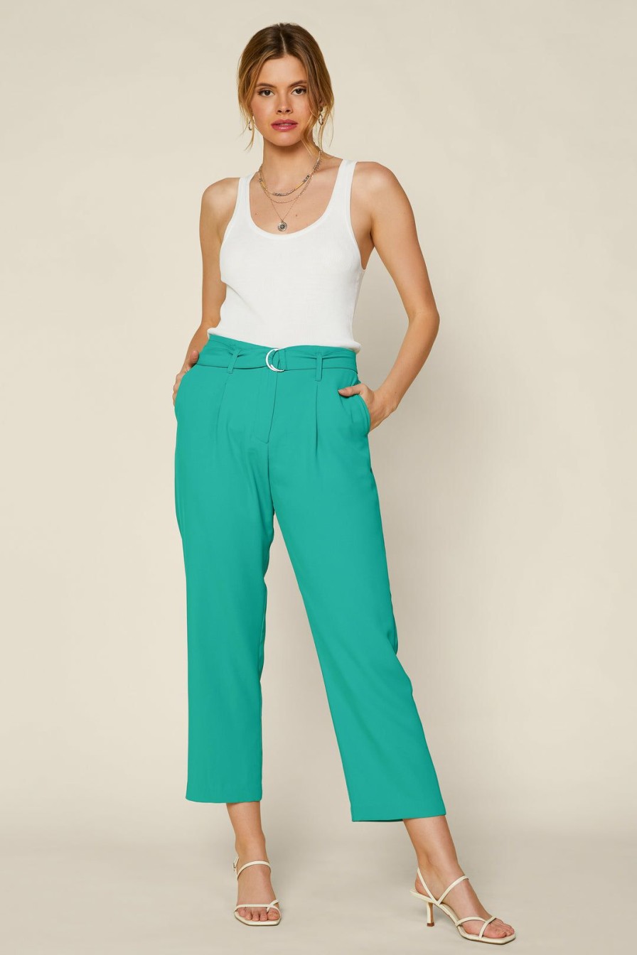 Clothing Skies Are Blue | Skies Are Blue New In Clothing Pleated Straight Leg Pants Kelly-Green