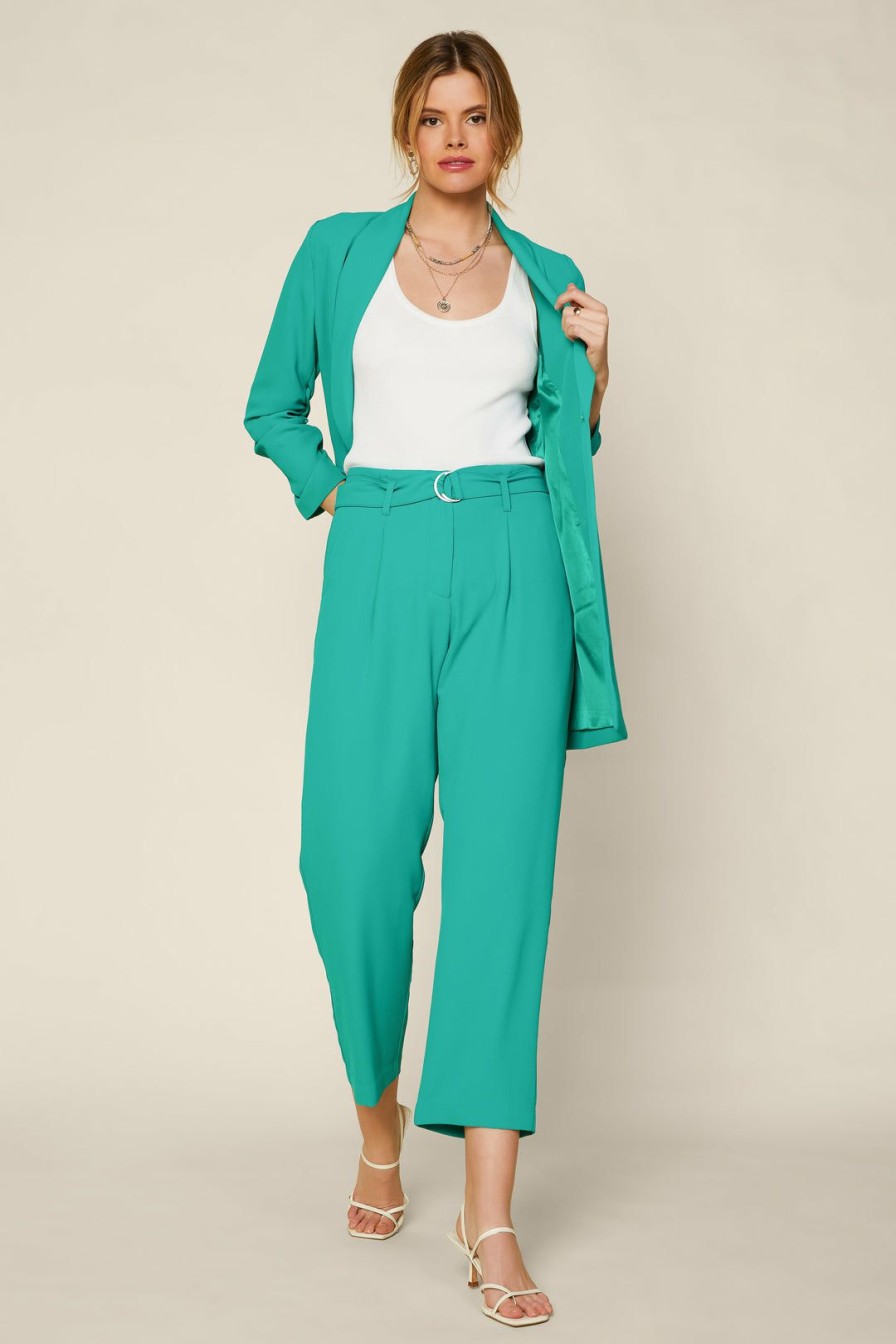 Clothing Skies Are Blue | Skies Are Blue New In Clothing Pleated Straight Leg Pants Kelly-Green