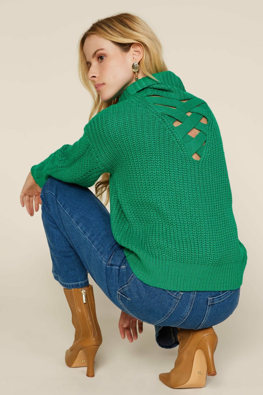 Clothing Skies Are Blue | Skies Are Blue Cozy Knit Turtleneck Sweater Kelly Green