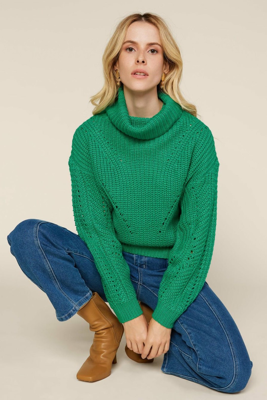 Clothing Skies Are Blue | Skies Are Blue Cozy Knit Turtleneck Sweater Kelly Green